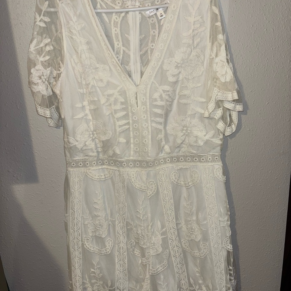 Say What? Ivory Floral Lace Top